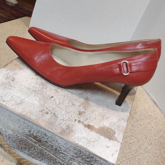 👍 Talbots Heels Coral Red Size 8.5. A10 - Picture 5 of 7